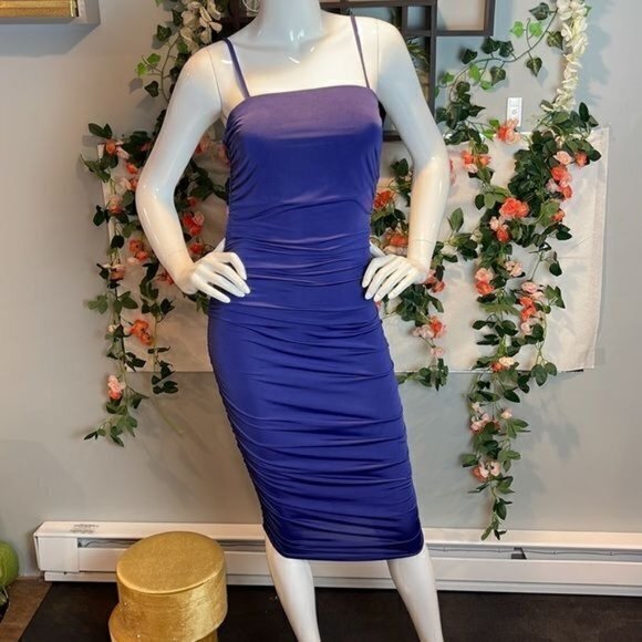 Forever 21 Ruched Bodycon Midi Dress Size M RefY004 - Picture 3 of 12